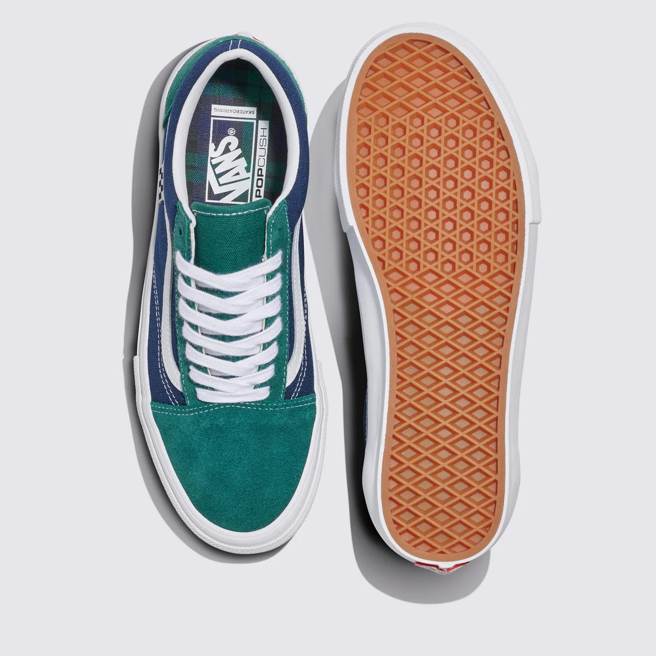 TÊNIS VANS SKATE OLD SKOOL TARTAN GREEN/BLUE