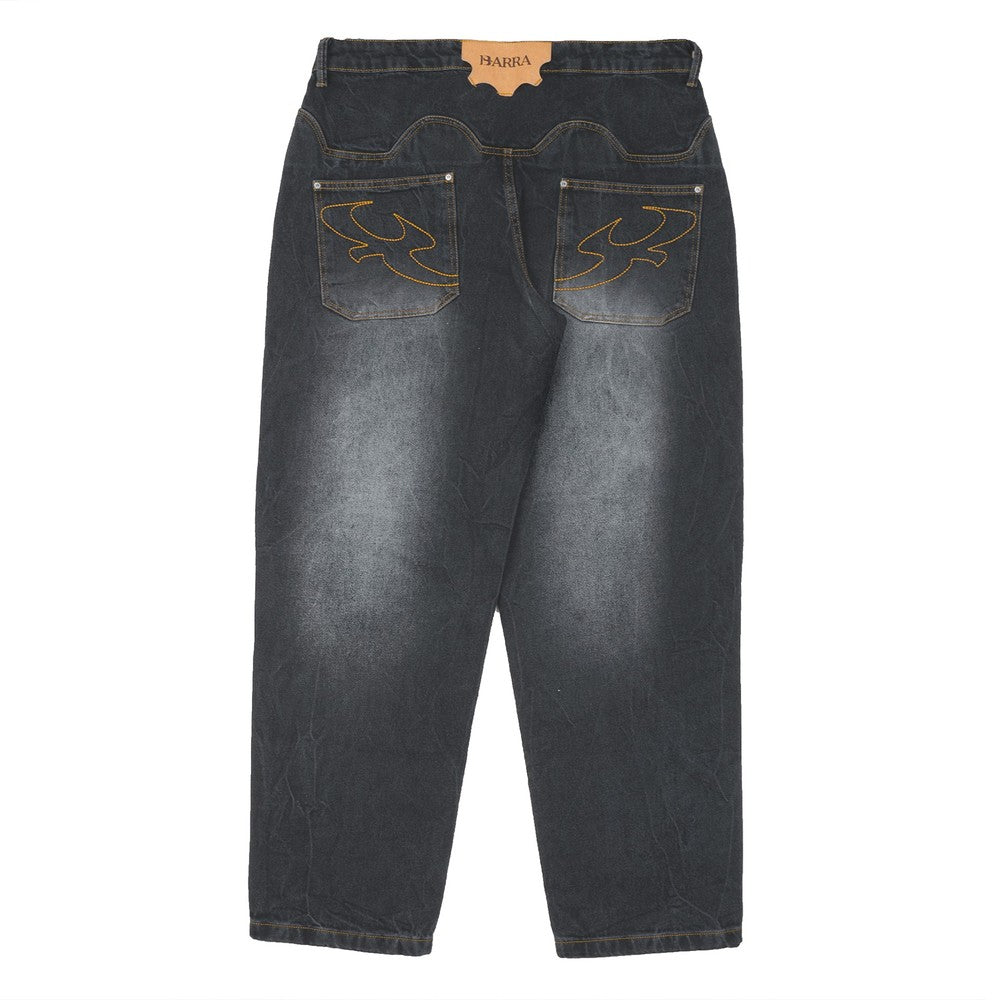 CALÇA BARRA CREW JEANS MARMORIZADA PRETA