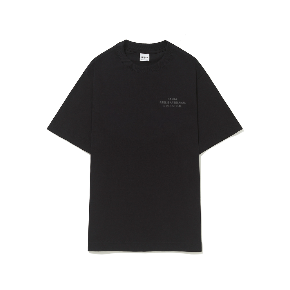 CAMISETA BARRA CREW ATELIE ESTENCIL PRETA