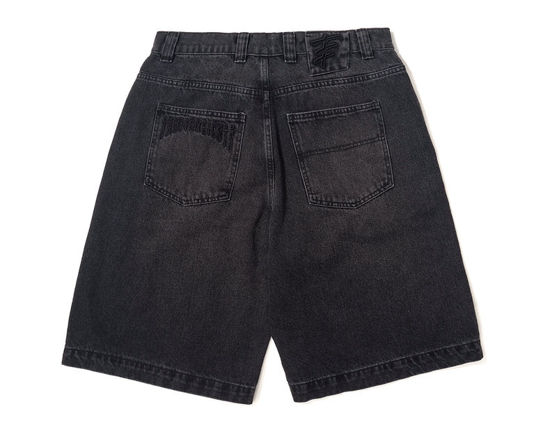 BERMUDA TROPICALIENTS JEANS BLACK WATER PRETO DESBOTADO