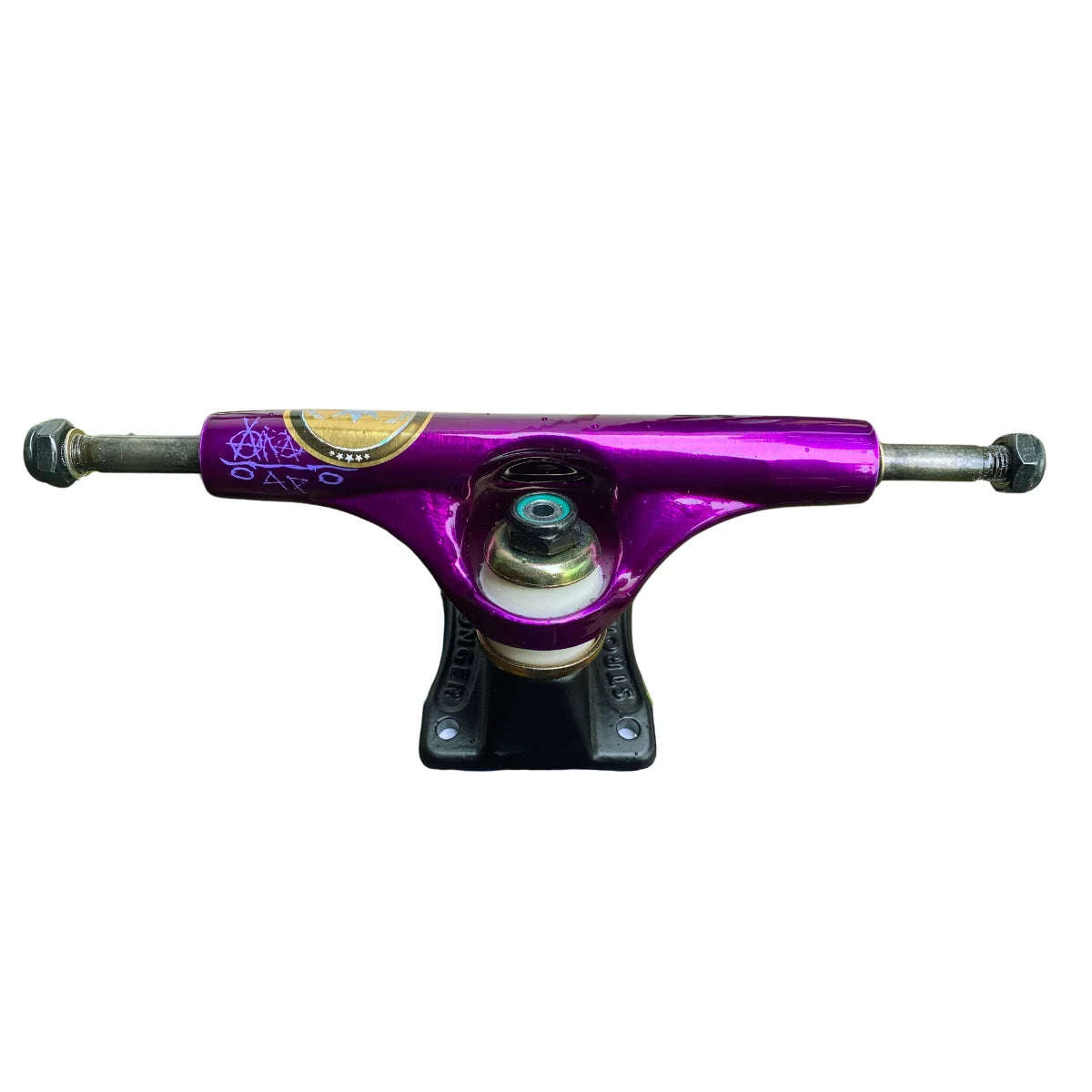 TRUCK STRONGER ROXO/PRETO LOGO ARAME 139MM