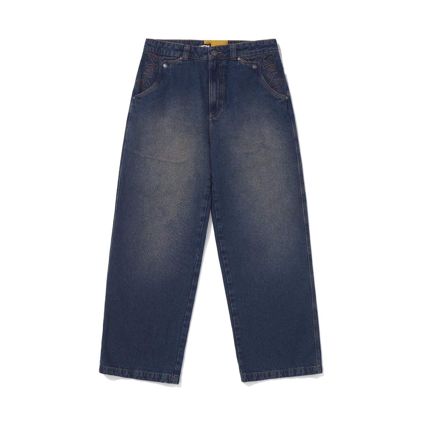 CALÇA HIGH X BARRA JEANS DESCONSTRUIDA AZUL
