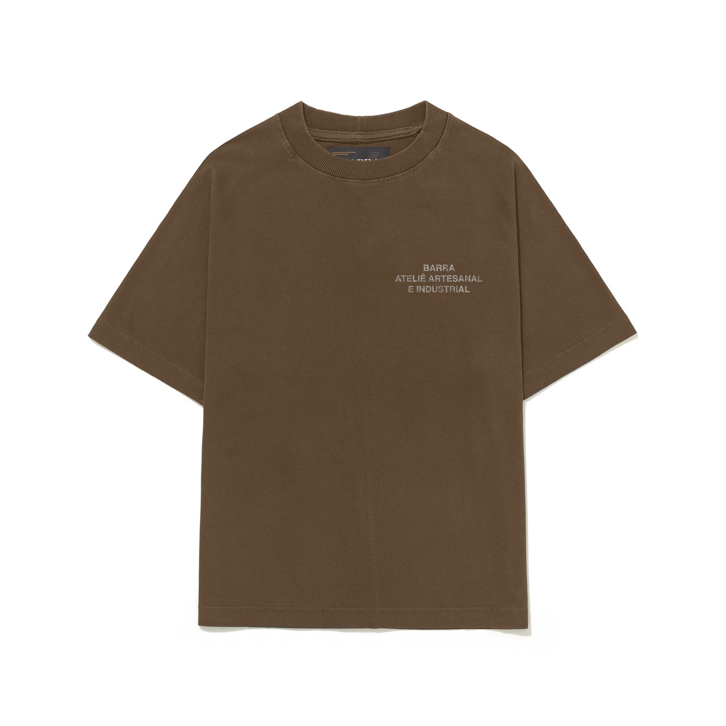 CAMISETA BARRA CREW ASSINATURA ATELIE MARROM ESTONADA