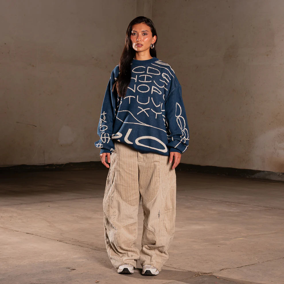 SWEATER ELO EM COMUM TRICOT FAMILY FONT AZUL