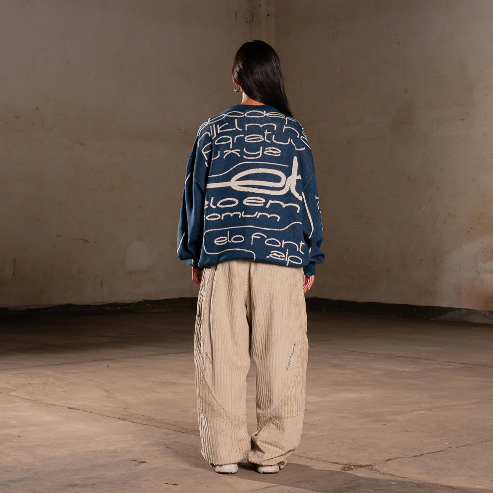 SWEATER ELO EM COMUM TRICOT FAMILY FONT AZUL