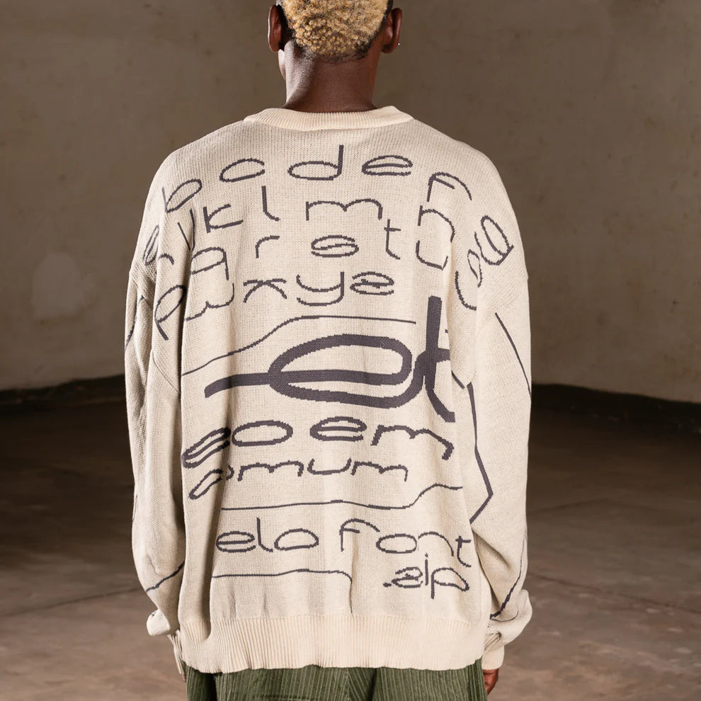 SWEATER ELO EM COMUM TRICOT FAMILY FONT BEGE