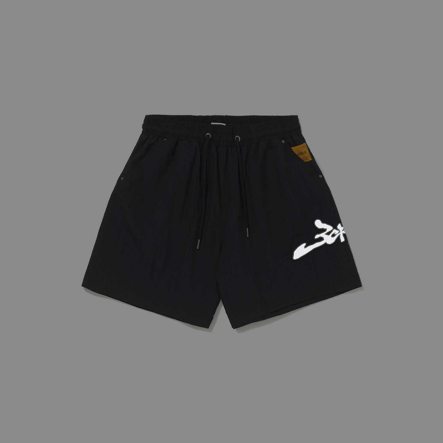 SHORTS BARRA CREW ASSINATURA LOGO REFLETIVO PRETO