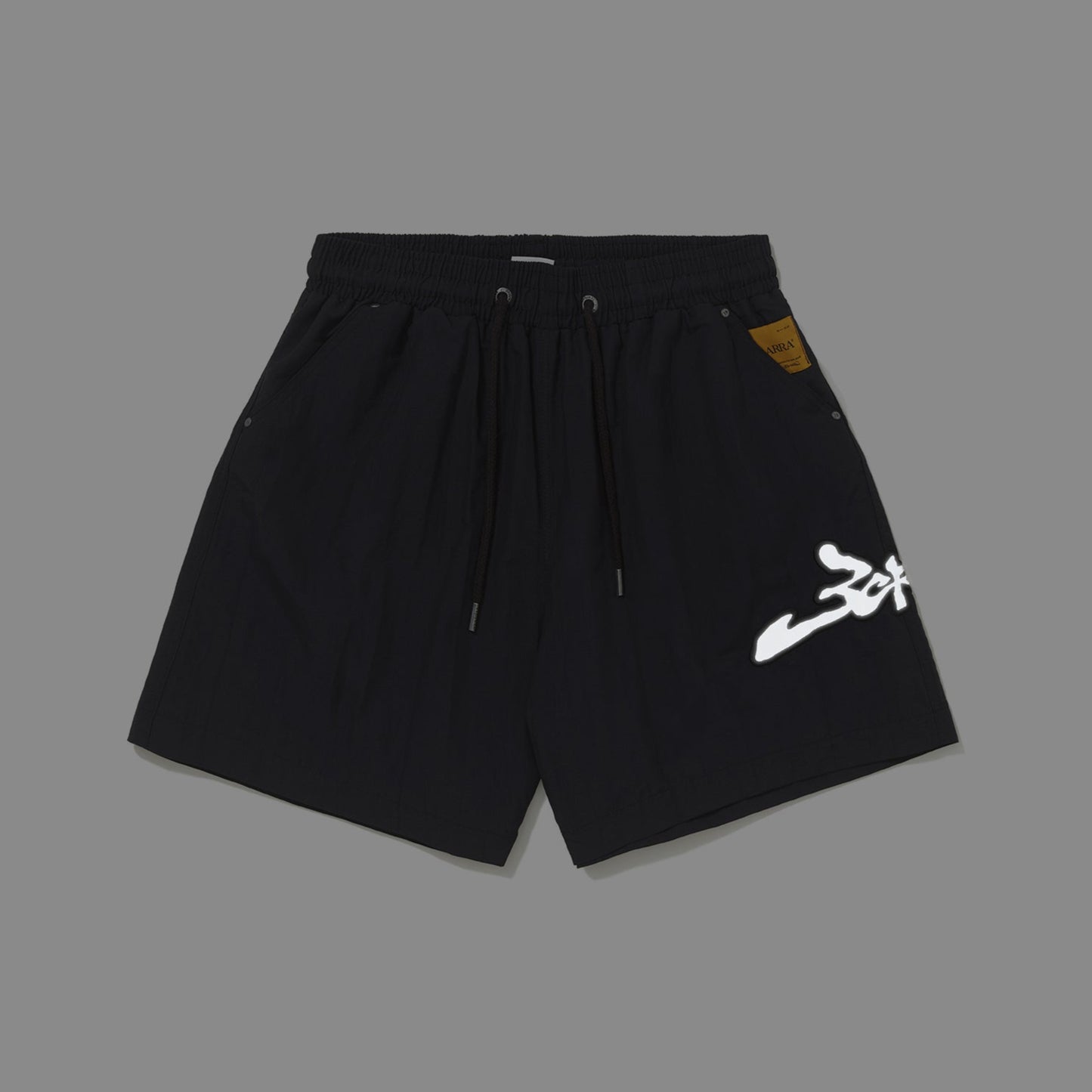 SHORTS BARRA CREW ASSINATURA LOGO REFLETIVO PRETO
