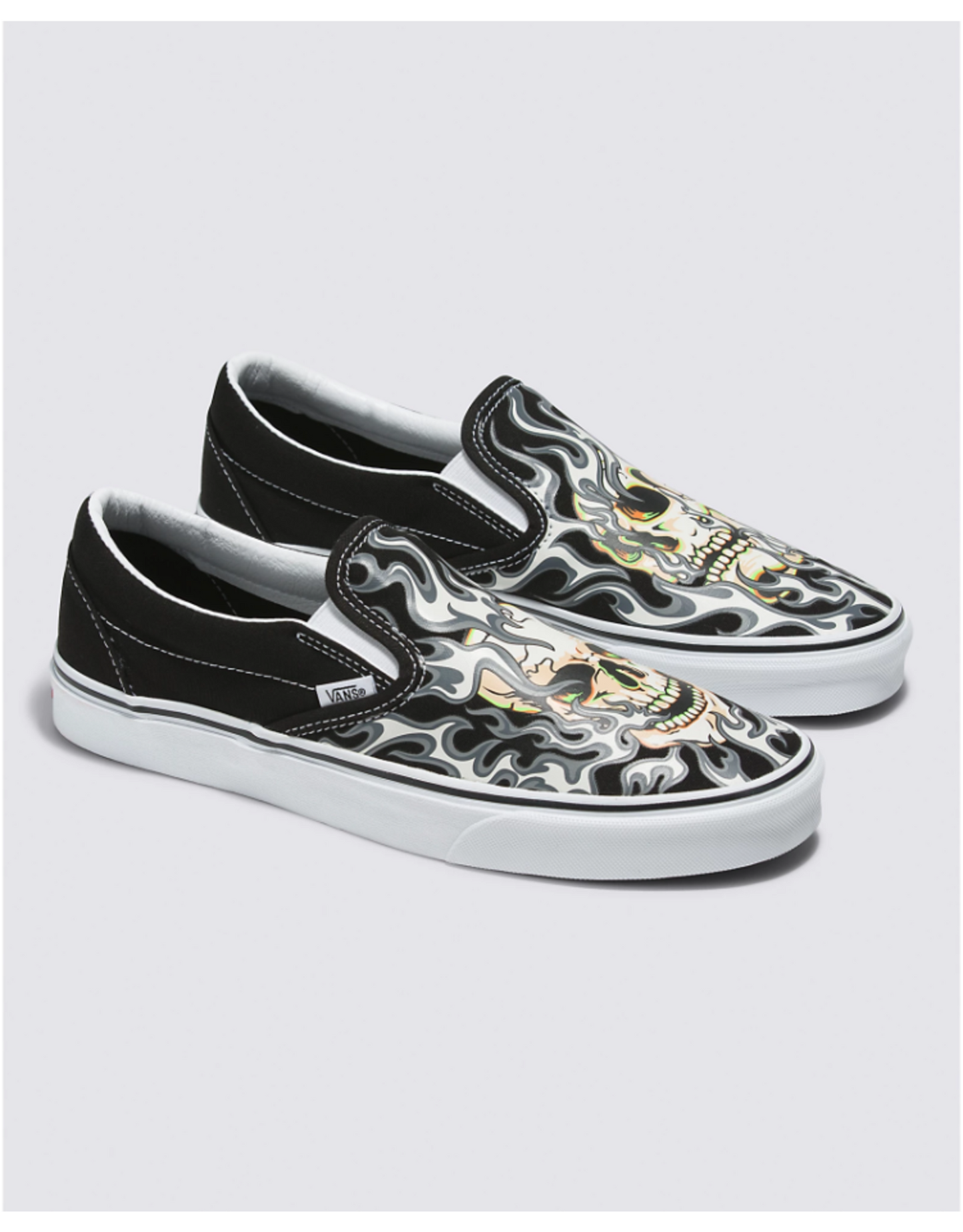 TÊNIS VANS SLIP ON FLAME SKULL BLACK/TRUE WHITE