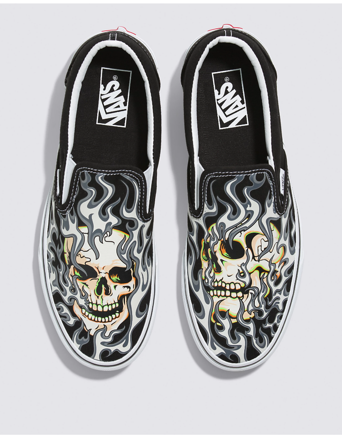 TÊNIS VANS SLIP ON FLAME SKULL BLACK/TRUE WHITE