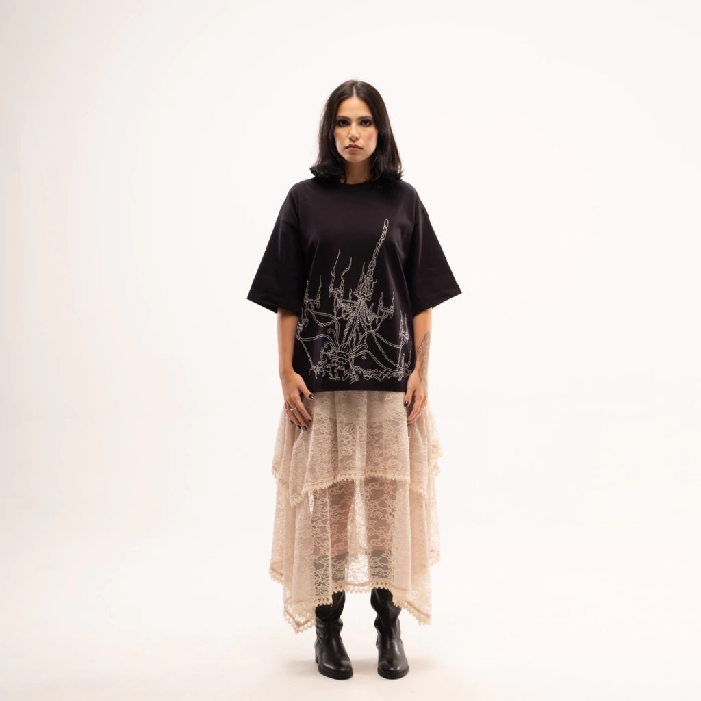 CAMISETA DOWN BOXY CHANDELIER BLACK