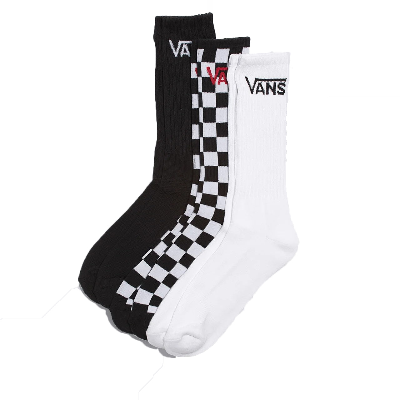 PACK MEIA VANS CLASSIC CREW BLACK CHECKERBOARD