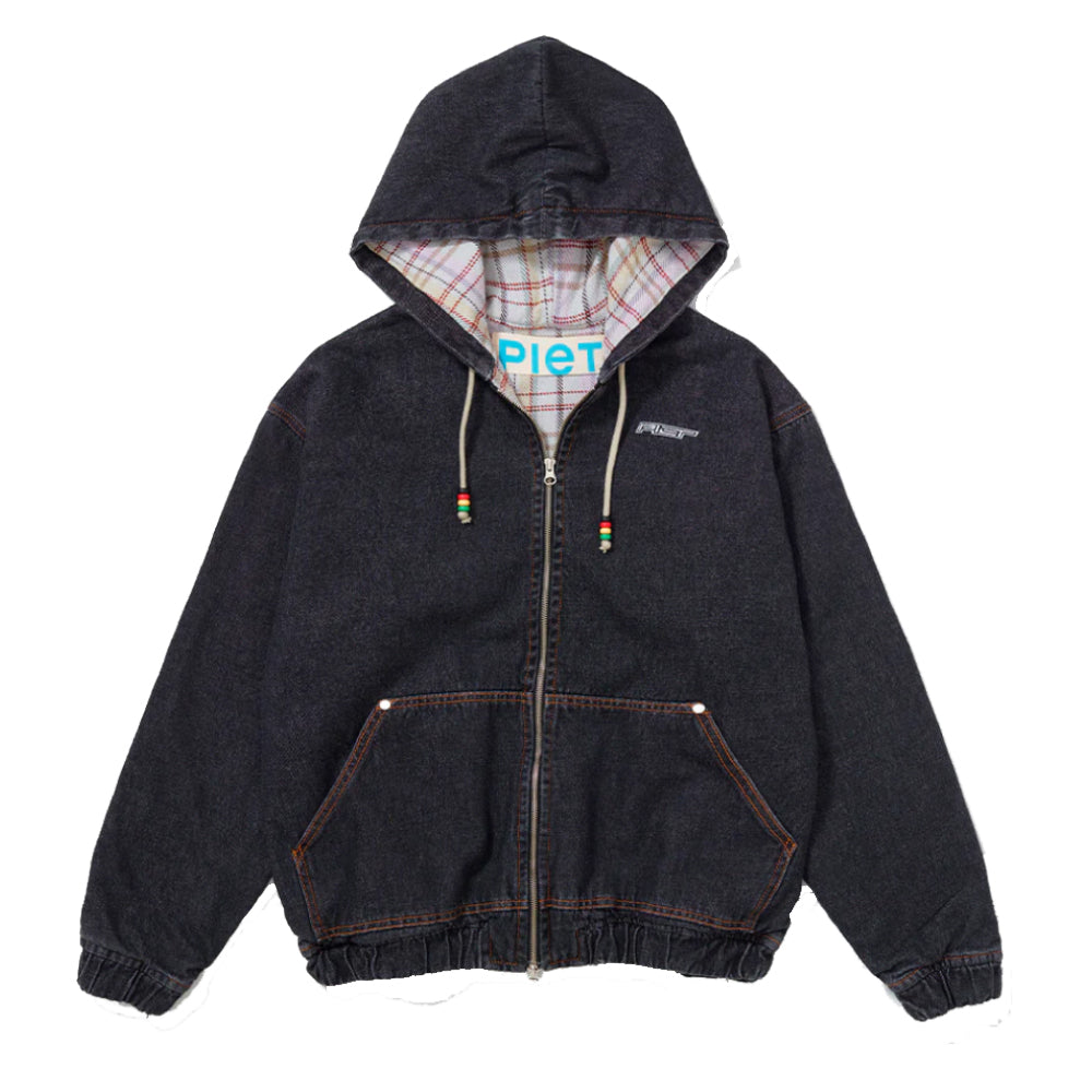 JAQUETA PIET BLACK DENIM HOODED