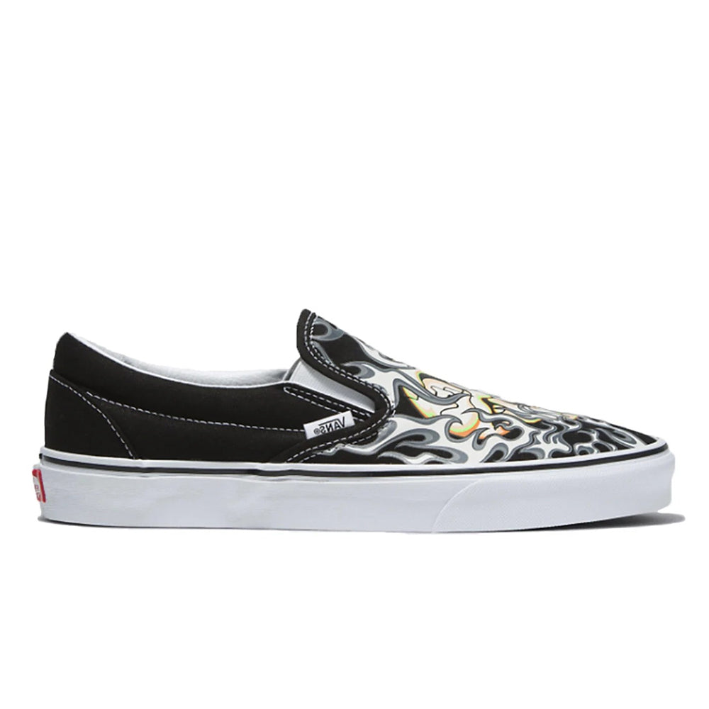 TÊNIS VANS SLIP ON FLAME SKULL BLACK/TRUE WHITE