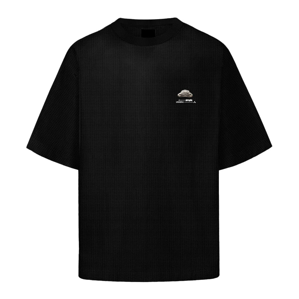 CAMISETA ELO EM COMUM TEXTURIZADA REGULAR PATCH PRETO