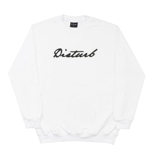 CREWNECK DISTURB CURSIVE SIGNATURE WHITE