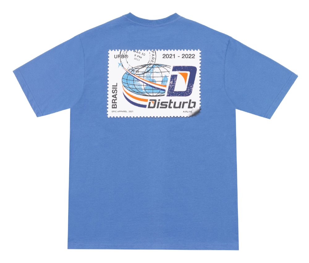 CAMISETA DISTURB TRAVEL STAMP BLUE