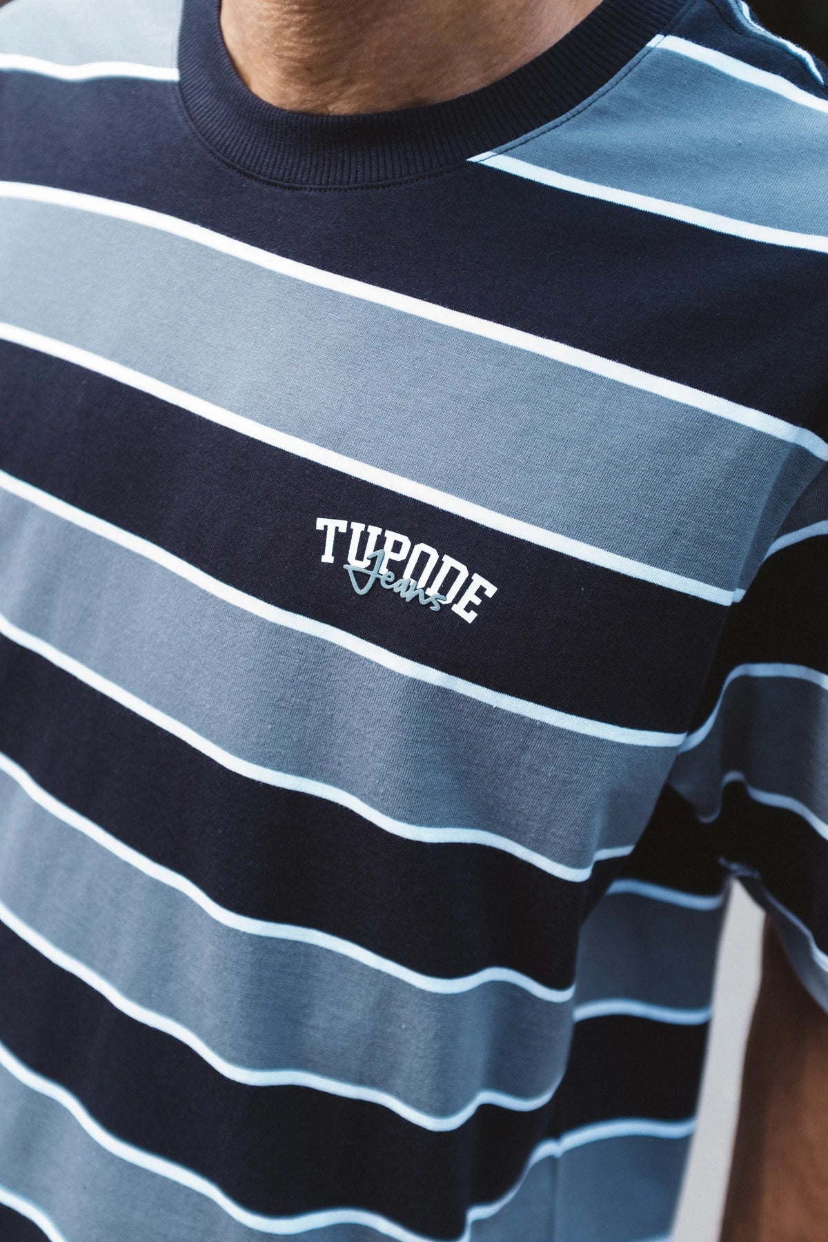 CAMISETA TUPODE LISTRADA JEANS SCH PRETO CINZA