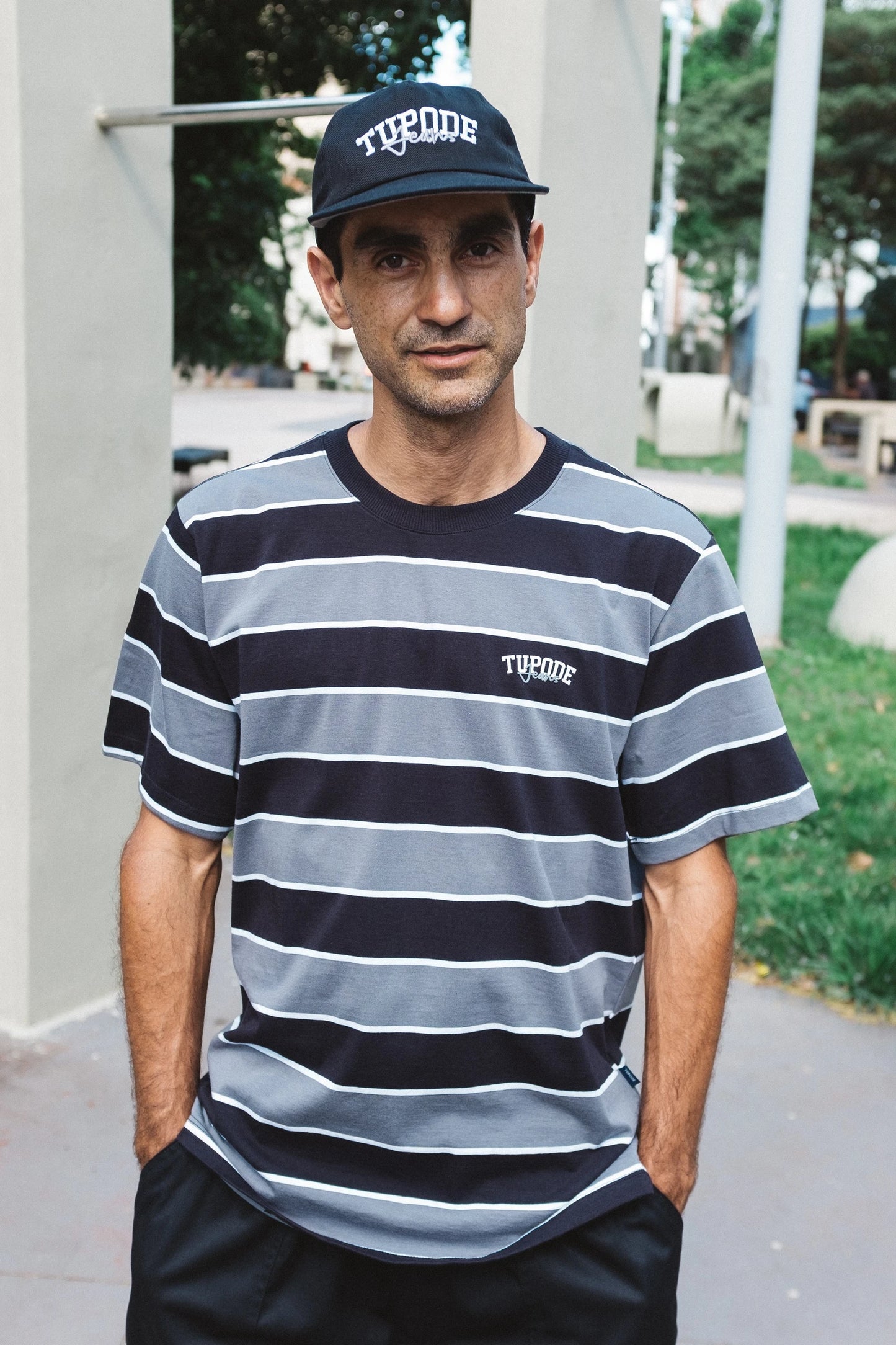 CAMISETA TUPODE LISTRADA JEANS SCH PRETO CINZA
