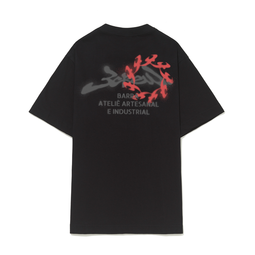 CAMISETA BARRA CREW ATELIE ESTENCIL PRETA