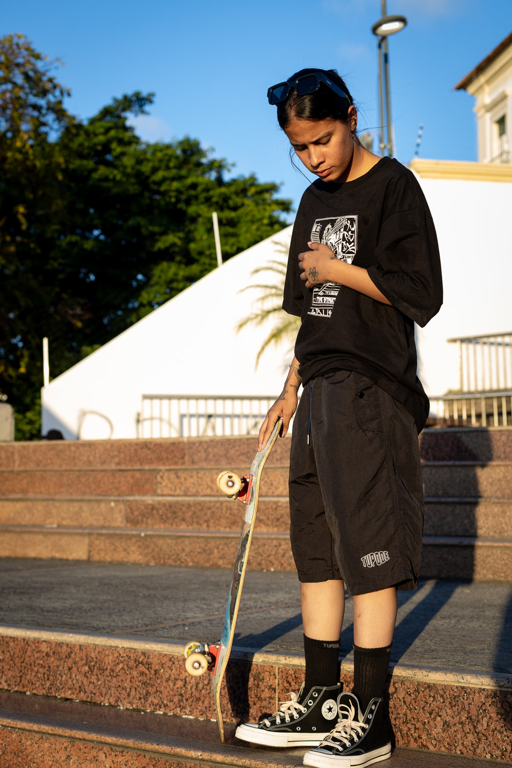 BERMUDA TUPODE PARACHUTES BAGGY ACTIVE PRETO