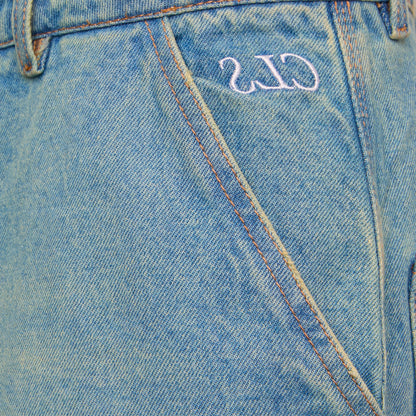 CLASS STONE WASHED BAGGY PANTS RABIOLA BLUE