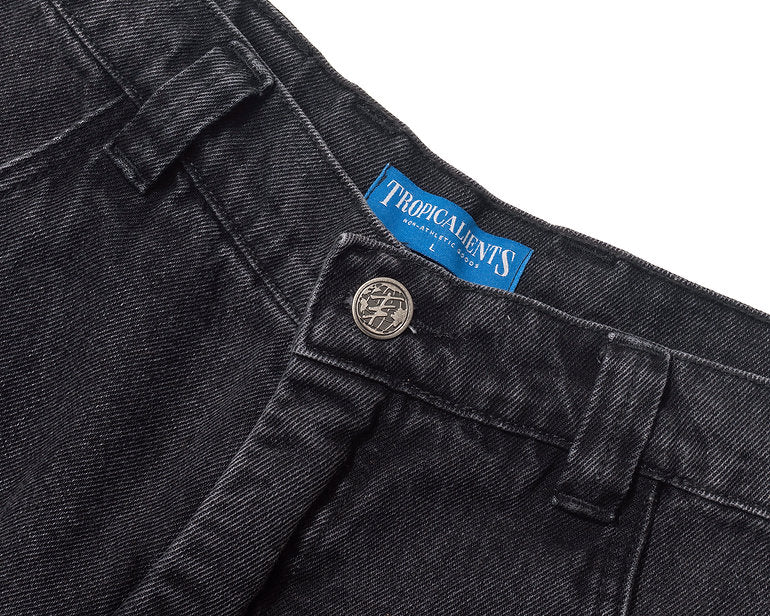 BERMUDA TROPICALIENTS JEANS BLACK WATER PRETO DESBOTADO