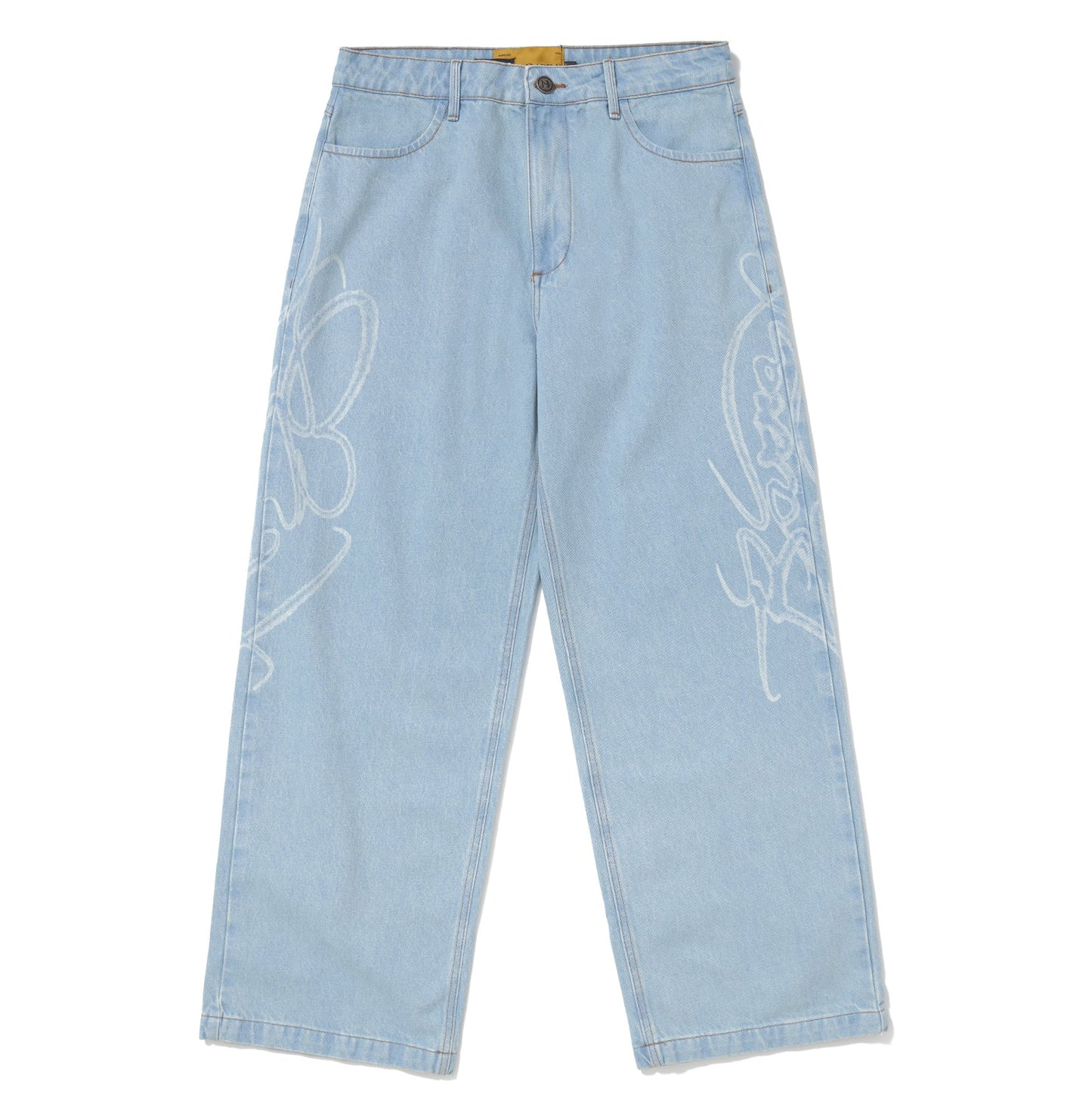 CALÇA HIGH X BARRA JEANS ASSINATURA AZUL