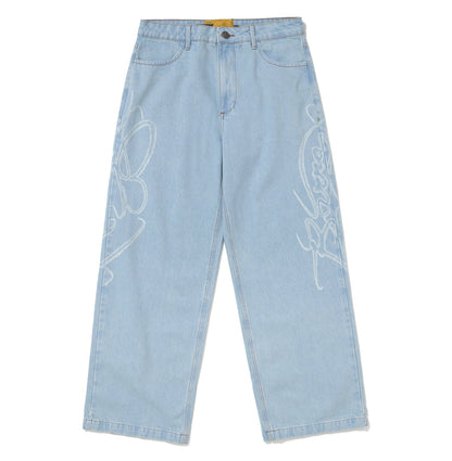 CALÇA HIGH X BARRA JEANS ASSINATURA AZUL