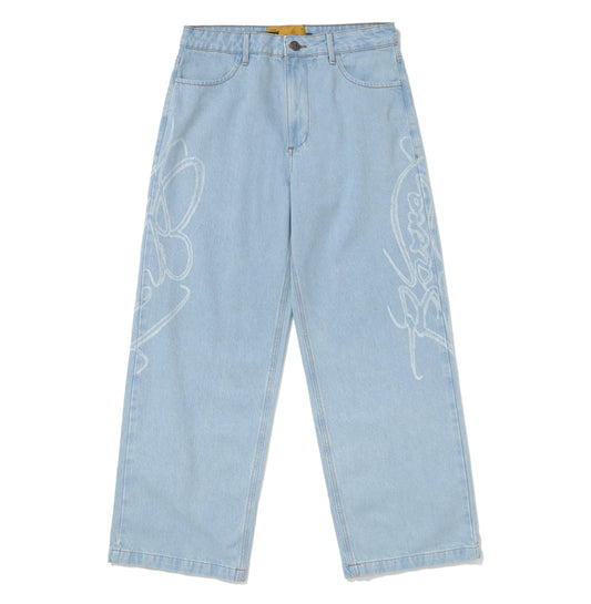 CALÇA HIGH X BARRA JEANS ASSINATURA AZUL