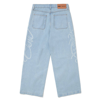 CALÇA HIGH X BARRA JEANS ASSINATURA AZUL