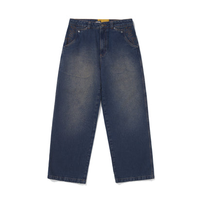 CALÇA HIGH X BARRA JEANS DESCONSTRUIDA AZUL