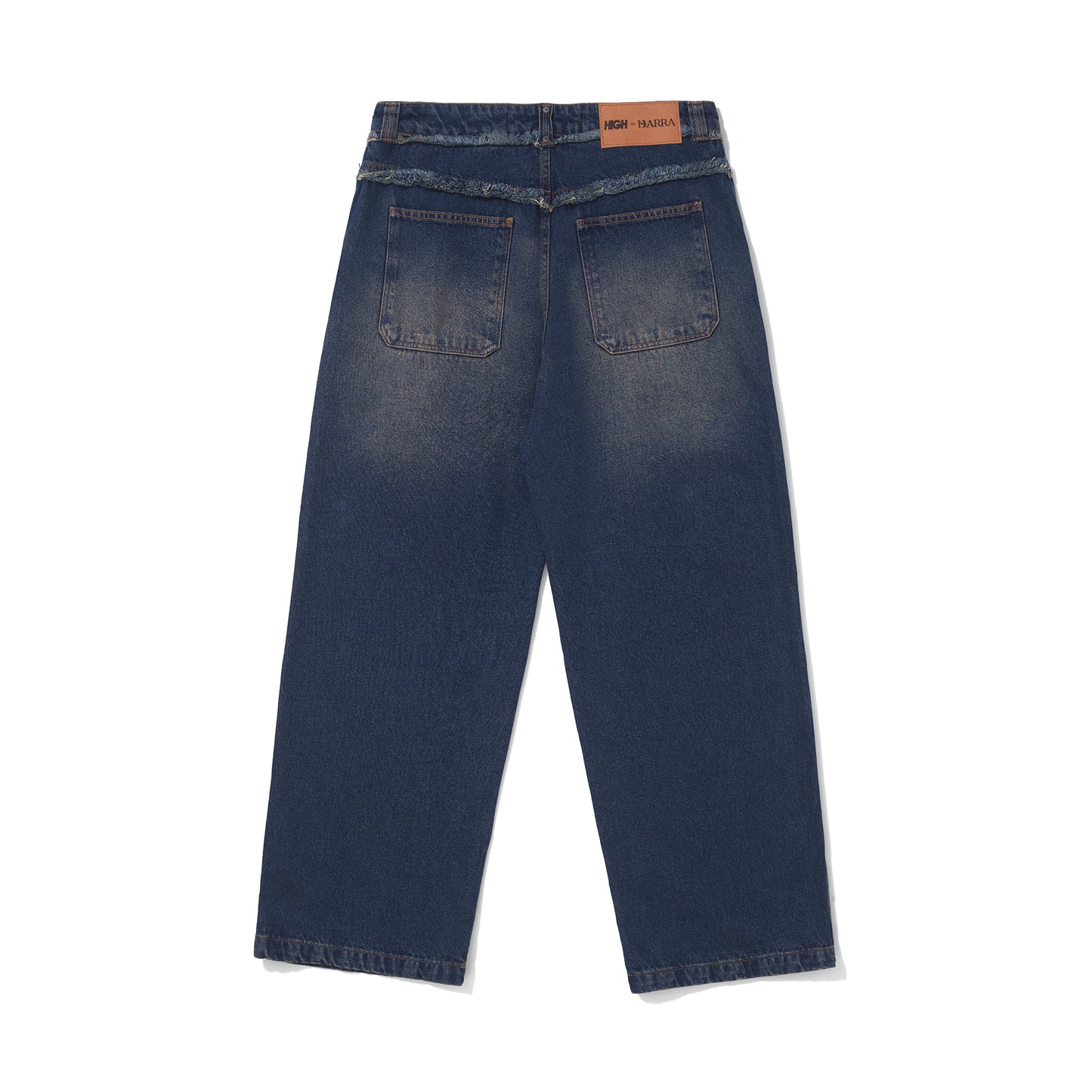 CALÇA HIGH X BARRA JEANS DESCONSTRUIDA AZUL