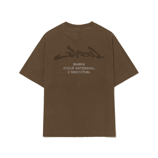 CAMISETA BARRA CREW ASSINATURA ATELIE MARROM ESTONADA