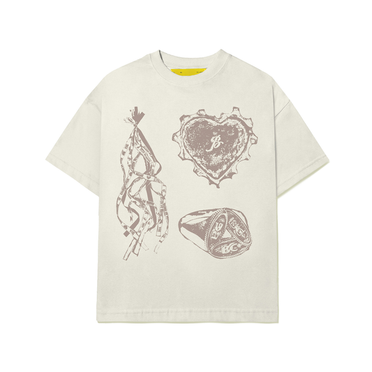 CAMISETA BARRA CREW ICONOGRAFIA ESTONADA OFF WHITE