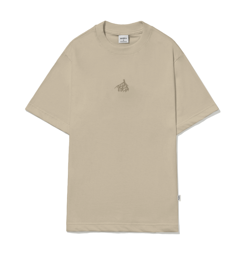 CAMISETA BARRA CREW RAIZES ICONOGRAFIA BEGE