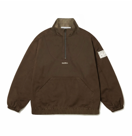 AGASALHO BARRA QUARTERZIP BARRA LOGO MARROM