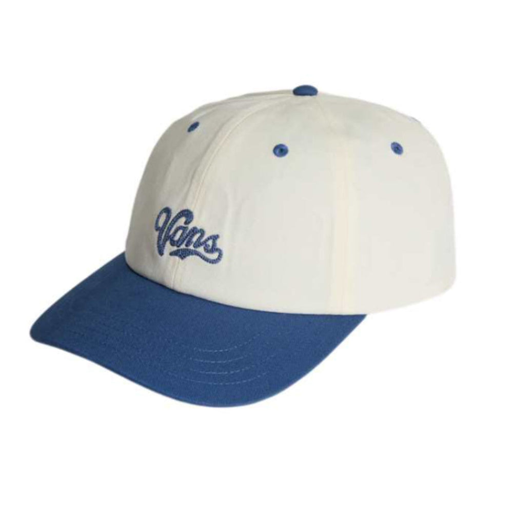 Boné Vans Curved Bill Jockey azul marinho e off-white - frente