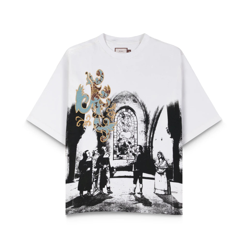 CAMISETA DOWN DIRETORIA EM TROYES JACQUARD OFF WHITE