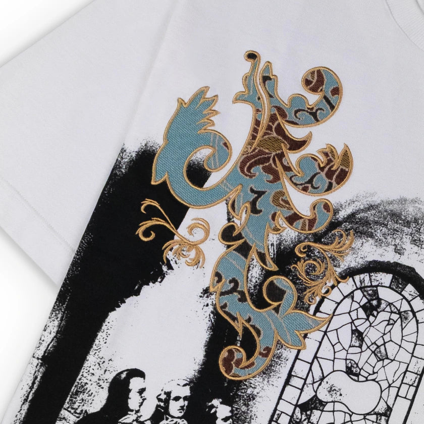 CAMISETA DOWN DIRETORIA EM TROYES JACQUARD OFF WHITE
