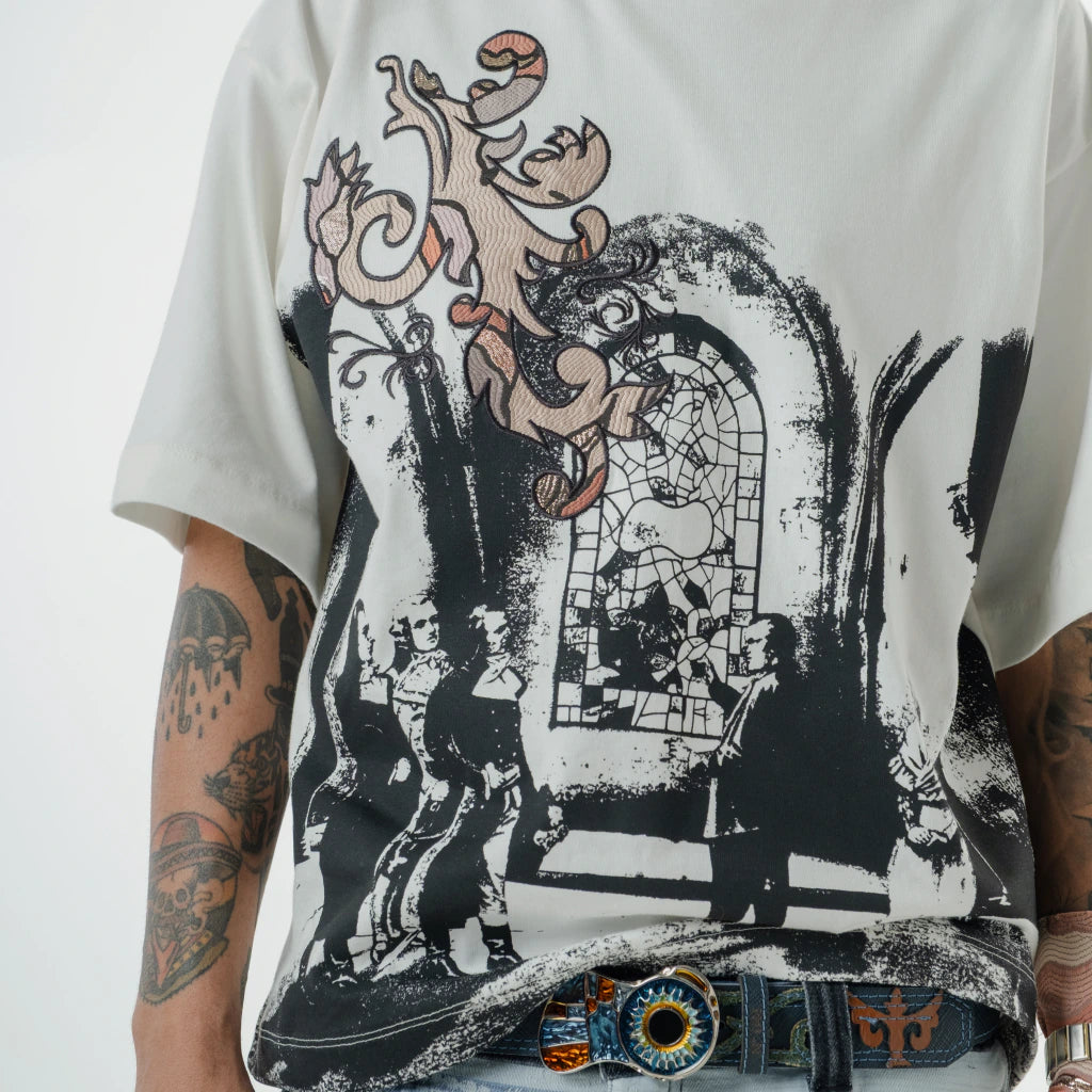 Camiseta Down Diretoria em Troyes Jacquard.73 Off White - foto 4
