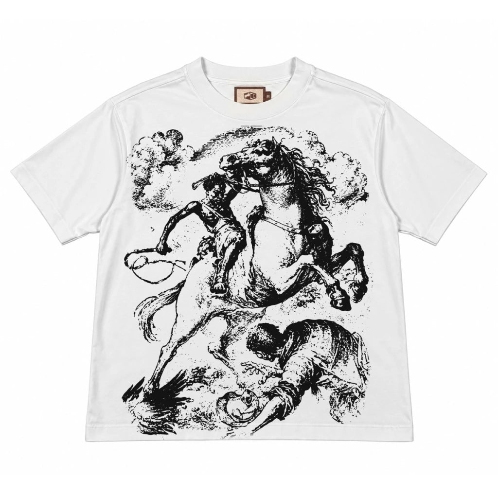 CAMISETA DOWN BOXY O NEGRINHO DO PASTOREIO OFF WHITE