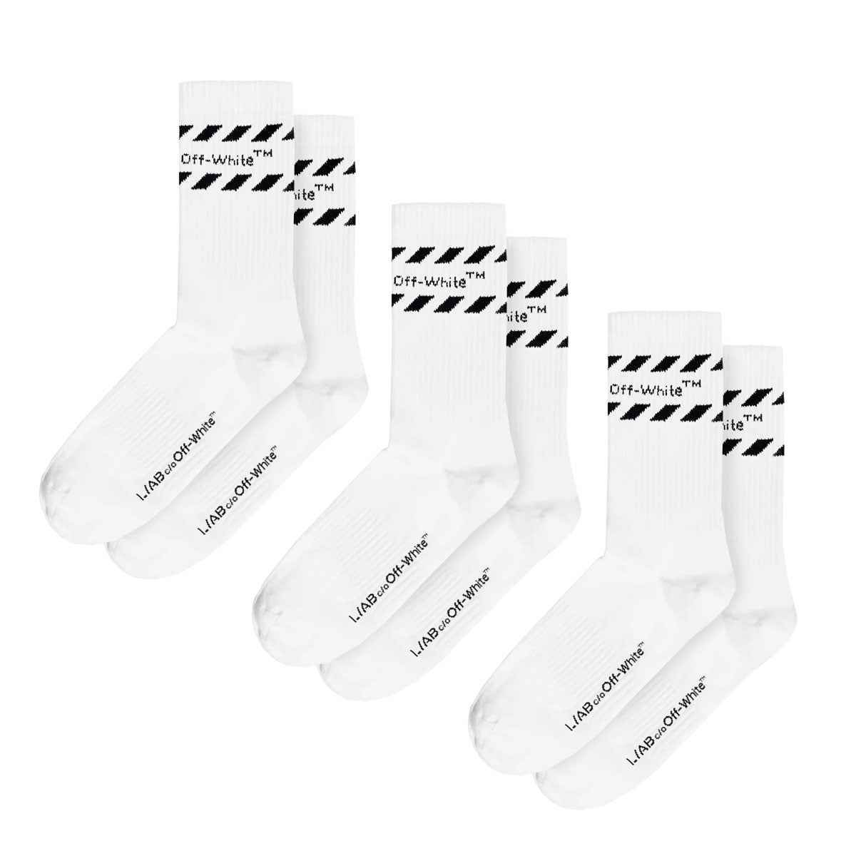 PACK MEIA OFF-WHITE L/AB DIAGS STRIPES MID CALF WHITE