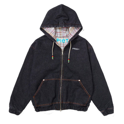 JAQUETA PIET BLACK DENIM HOODED