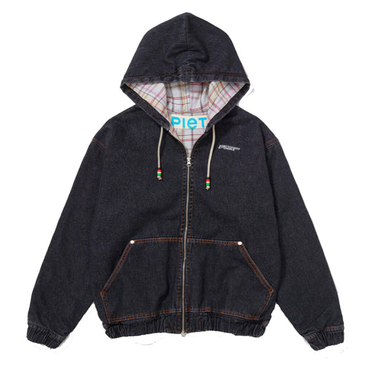 JAQUETA PIET BLACK DENIM HOODED