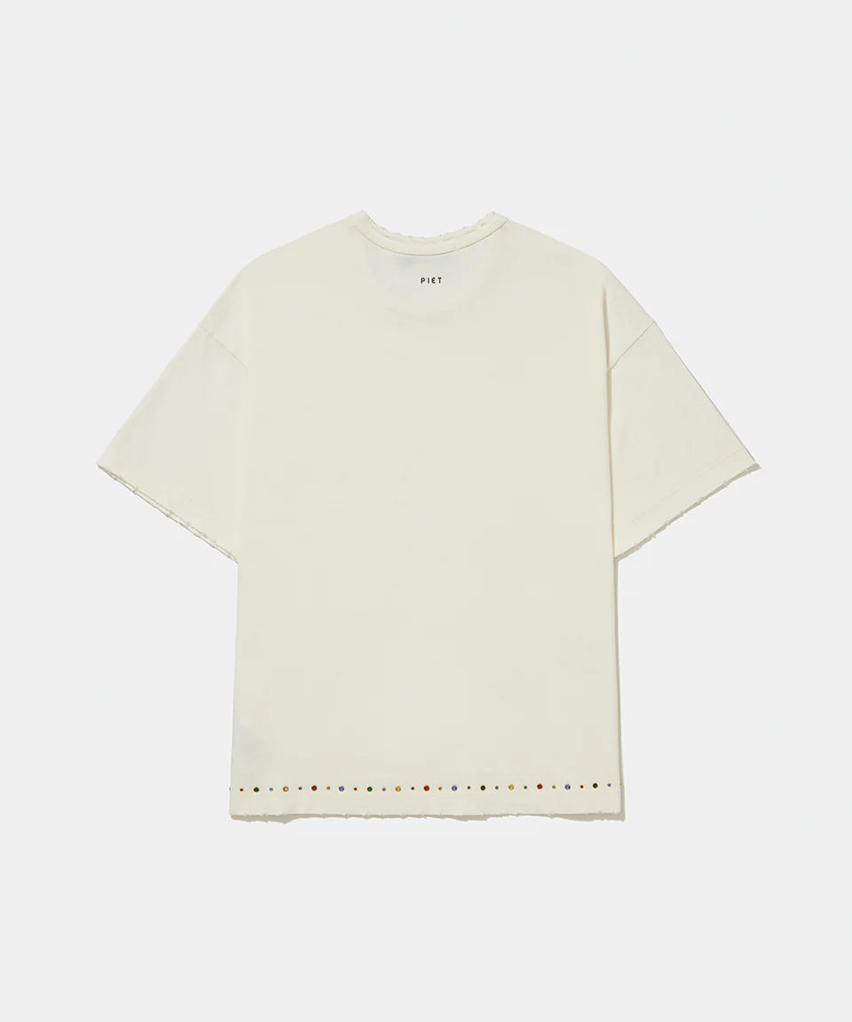CAMISETA PIET GEMS DISTRESSED BONE WHITE