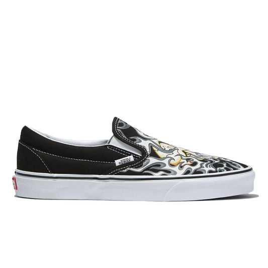 TÊNIS VANS SLIP ON FLAME SKULL BLACK/TRUE WHITE