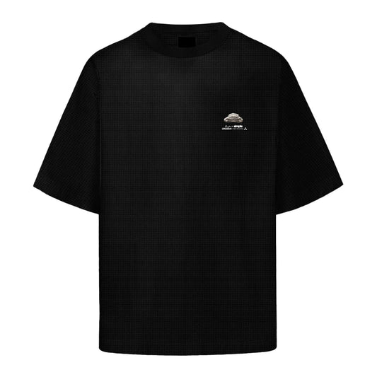 CAMISETA ELO EM COMUM TEXTURIZADA REGULAR PATCH PRETO