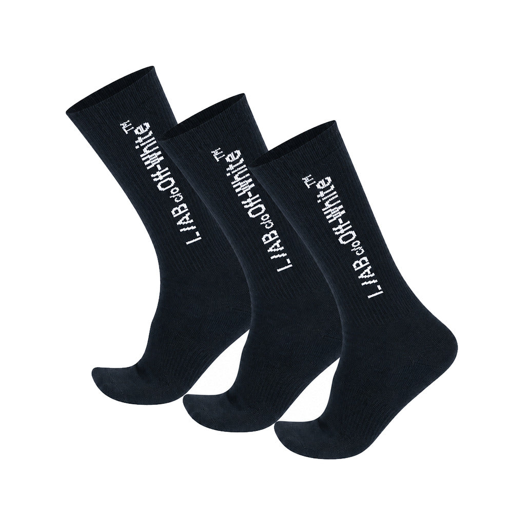 Pack Meia Off-White L/AB Horizontal Mid Calf Black - frente