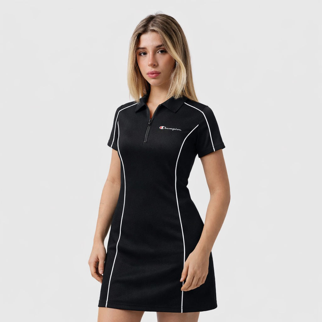 VESTIDO POLO CHAMPION MINI SCRIPT LOGO EMB BLACK